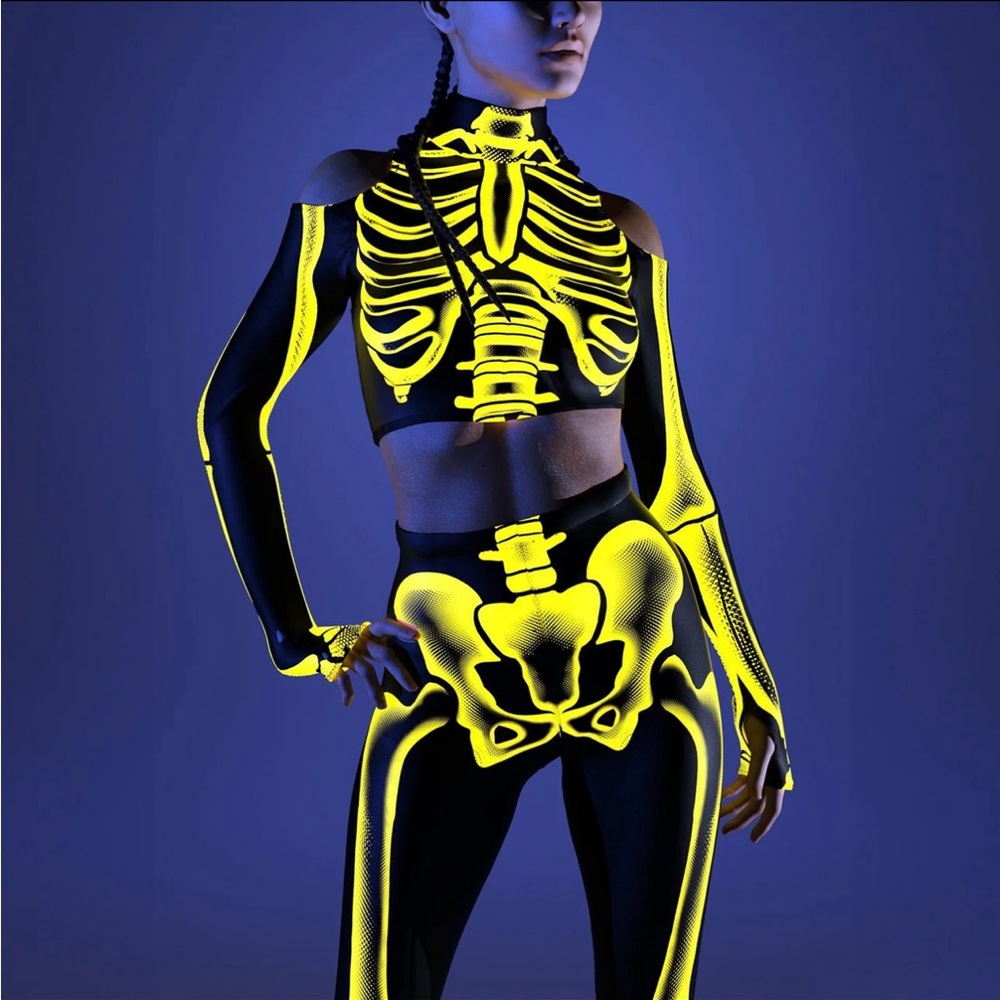 Neon Skeleton Women's Costume Rave Wear! NWOT!